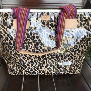 Consuela Leopard Print Tote with Multicolor Straps